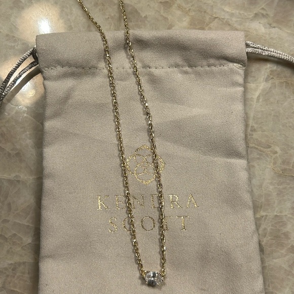 Kendra Scott Gold Necklace with White CZ Sparkling Stone - Picture 5 of 7